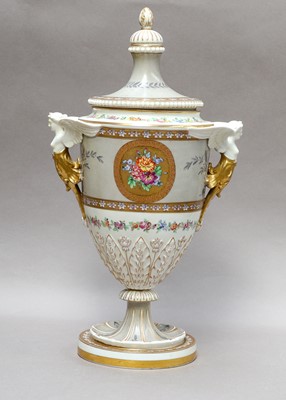 Lot 164 - A porcelain urn form vase and cover with...