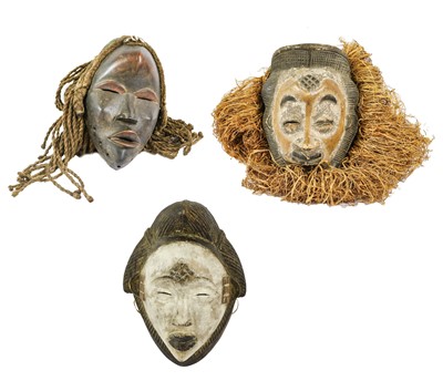 Lot 2390 - Two Punu Masks, Gabon, each with shaped combed...