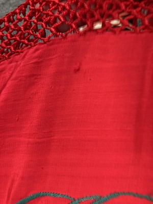 Lot 2104 - 20th Century Bright Red Silk Shawl,...