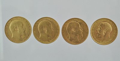 Lot 287 - 4 x Sovereigns, comprising: 3 x Edward VII...