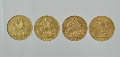 Lot 287 - 4 x Sovereigns, comprising: 3 x Edward VII...