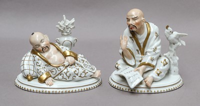 Lot 70 - A pair of Sitzendorf figures of Chinese men,...