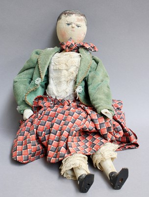 Lot 186 - 19th Century Carved Wood Doll, with painted...