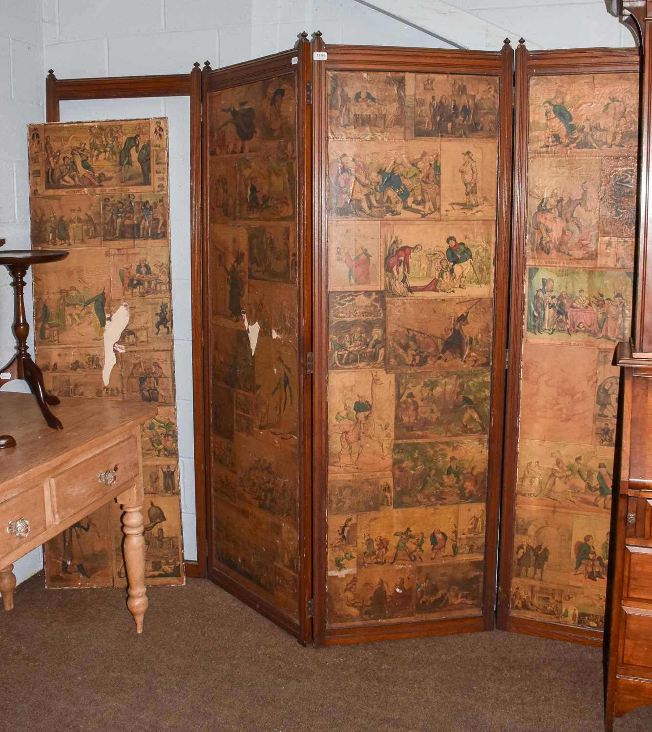 Lot 1194 - A late Victorian folding screen of four
