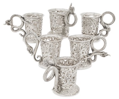Lot 2244 - A Set of Six Norwegian Silver Tea-Glass Holders