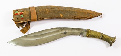 Lot 2361 - An Indian Large Kukri, the 34.5cm curved steel...