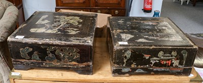 Lot 1276 - A pair of Chinese lacquer marriage boxes, each...