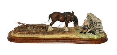 Lot 1068 - Border Fine Arts 'Ploughman's Lunch' (Bay Shire, Farmer and Collie)