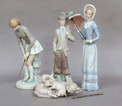 Lot 168 - Three Lladro figures, together with a Lladro...