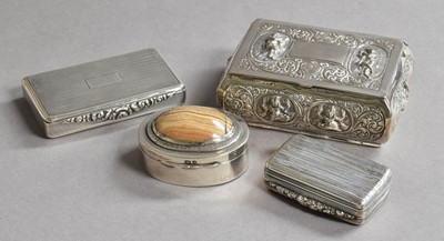 Lot 36 - A collection of four silver boxes, two oblong,...
