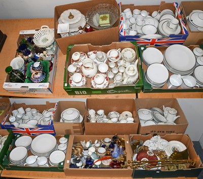 Lot 400 - Ten boxes of household ceramics and glasswares,...