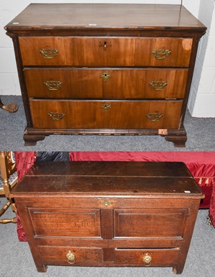 Lot 1169 - An 18th century walnut three-height chest,...