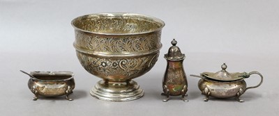 Lot 65 - A small silver pedestal bowl, together with...