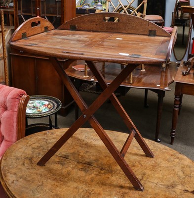 Lot 1260 - An Edwardian mahogany butlers tray on stand,...