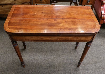 Lot 1256 - A 19th century crossbanded mahogany foldover...