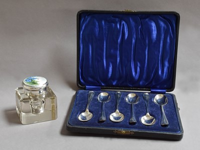 Lot 66 - An Edward VII Silver and Enamel-Mounted Glass...