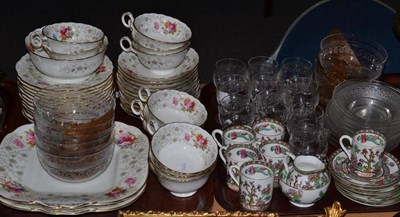 Lot 253 - Cauldon tea set, Coalport 'Indian Tree' coffee set, custard cups, bowls and dishes on two trays