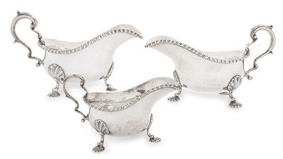 Lot 2298 - Three George VI Silver Graduating Sauceboats