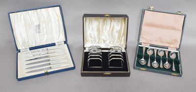 Lot 50 - A Collection of Cased Sets of Silver Flatware,...