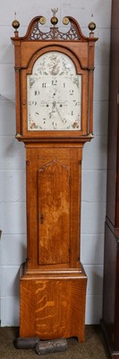 Lot 1181 - An oak eight day long case clock, early 19th...