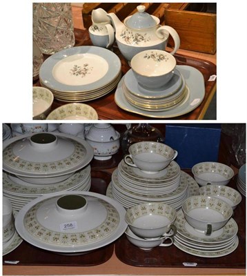 Lot 258 - Wedgwood 'Rose Elegans' part tea service and Royal Doulton 'Samarra' dinner service on three trays