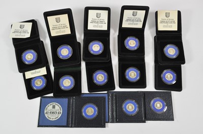 Lot 177 - 13 x Jersey Silver Proof £1, each reverse with...