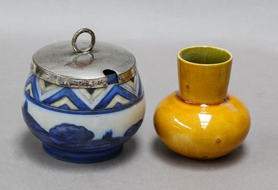 Lot 98 - A Moorcroft pottery preserve jar and plated...