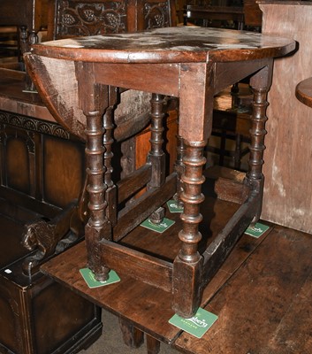 Lot 1415 - An Oak Dropleaf Table, of D shape form with...