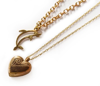 Lot 273 - A 9 carat gold locket on chain, chain length...