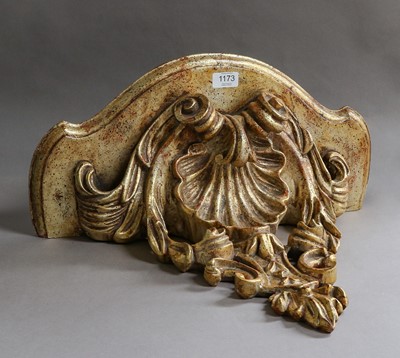 Lot 1173 - A 19th century gilt wall bracket of scrolling...