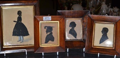 Lot 271 - Three bust-length silhouette portraits and a silhouette portrait of a girl in rosewood frames