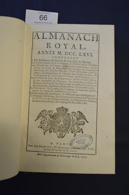 Lot 66 - French Almanac Almanach Royal, Annee MDCCLXVI ....
