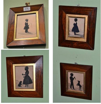 Lot 276 - Four silhouettes of children in rosewood frames