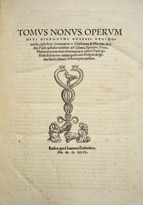 Lot 169 - [Saint Jerome] [Erasmus] Tomus Nonus Operum...