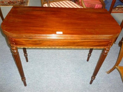 Lot 1205 - A William IV Mahogany Foldover Tea Table, 2nd quarter 19th century, with reeded edge above a...