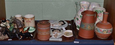 Lot 282 - Three trays and three boxes of china, including Maling vases, Crown Devon, Poole animals, Wade...