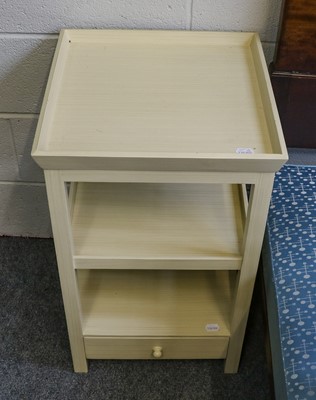 Lot 1140 - A pair of Oka green painted bedside tables,...