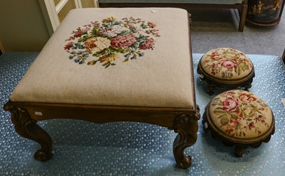 Lot 1141 - A pair of Victorian needlework footstools with...