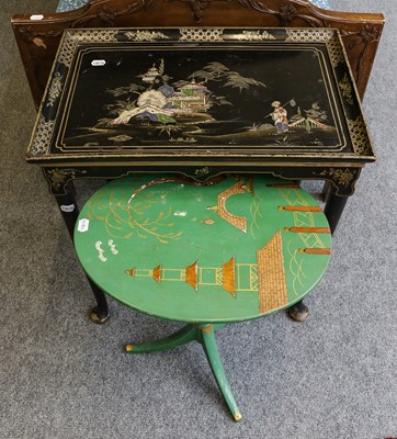 Lot 1142 - A 20th century chinoiserie green lacquered...