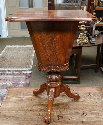 Lot 1207 - A 19th century walnut work table, later...