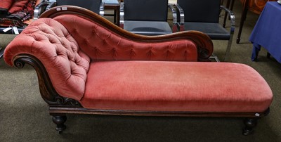 Lot 1326 - A Victorian button back chaise longue, 198cm long