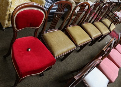 Lot 1241 - A set of five mahogany dining chairs,...