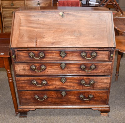 Lot 1252 - A George III mahogany bureau, 92cm by 53cm by...