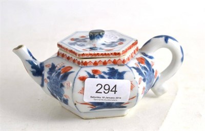 Lot 294 - A Chinese Imari small hexagonal teapot and cover (a.f.)