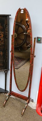 Lot 1292 - A chinoiserie cheval mirror, 167cm high