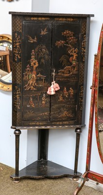 Lot 1293 - A chinoiserie standing corner cupboard, 73cm...