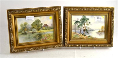 Lot 295 - A pair of Royal Worcester gilt framed landscape plaques