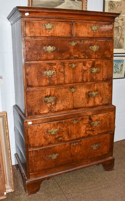 Lot 1284 - An 18th century walnut chest on chest, 104cm...