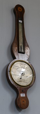 Lot 1285 - A George III mahogany inlaid wheel barometer,...