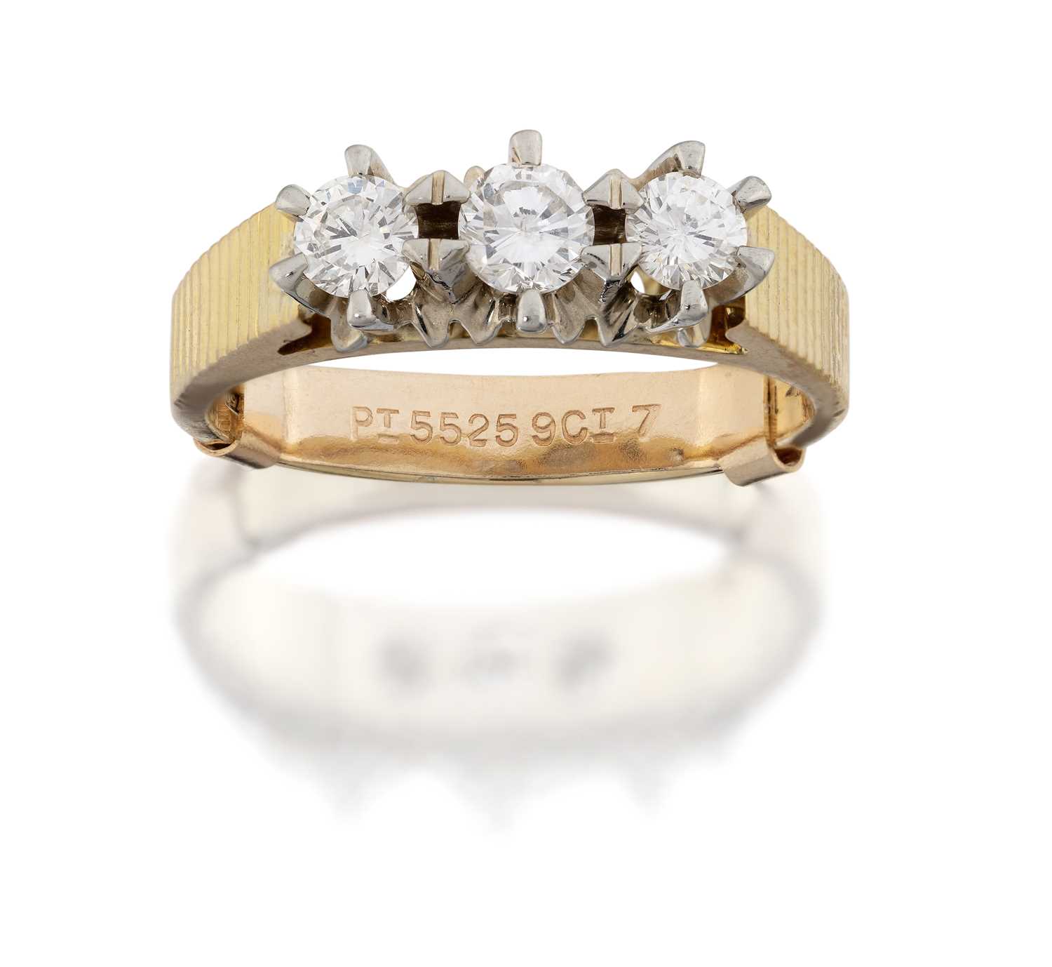 Lot 78 - An 18 Carat Gold Diamond Three Stone Ring, the...